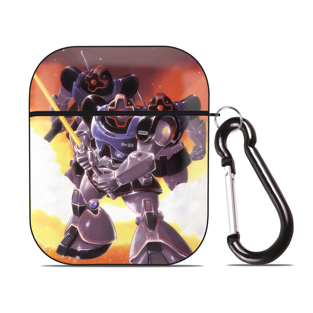 （画像用） 機動戦士ガンダム Mobile Suit Gundam AirPods 第2世代保護ケース ハードシェル ブラック 耐衝撃・防指紋・カラビナ付き