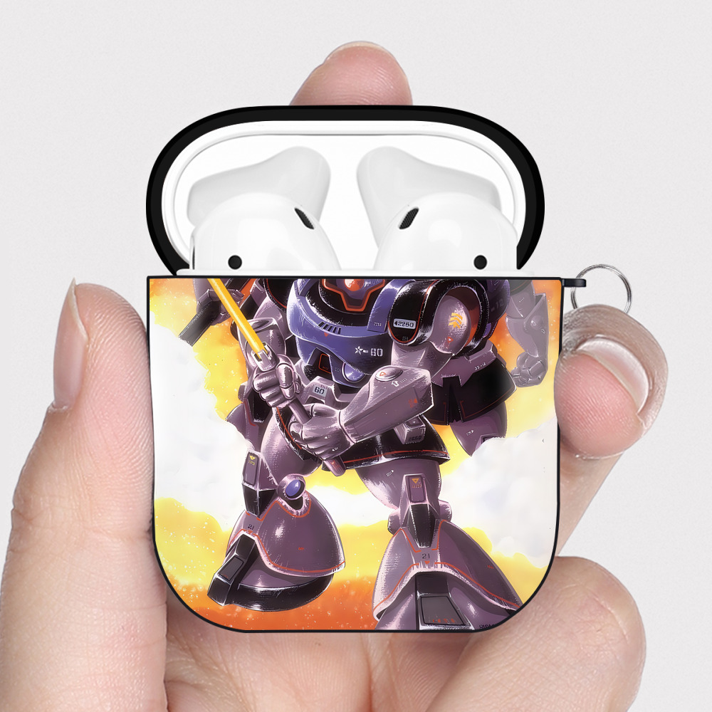 （画像用） 機動戦士ガンダム Mobile Suit Gundam AirPods 第2世代保護ケース ハードシェル ブラック 耐衝撃・防指紋・カラビナ付き