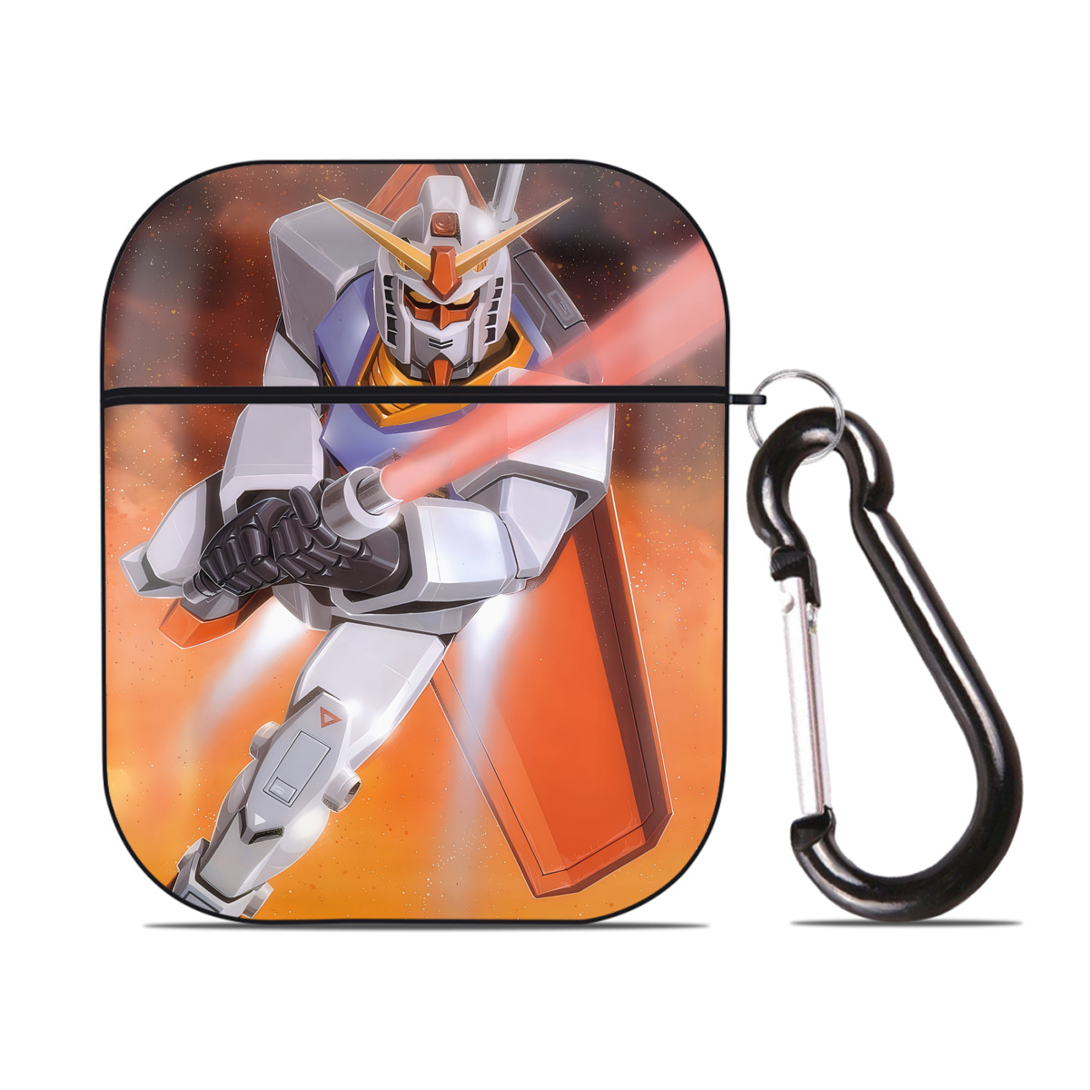 （画像用） 機動戦士ガンダム Mobile Suit Gundam AirPods 第2世代保護ケース ハードシェル ブラック 耐衝撃・防指紋・カラビナ付き