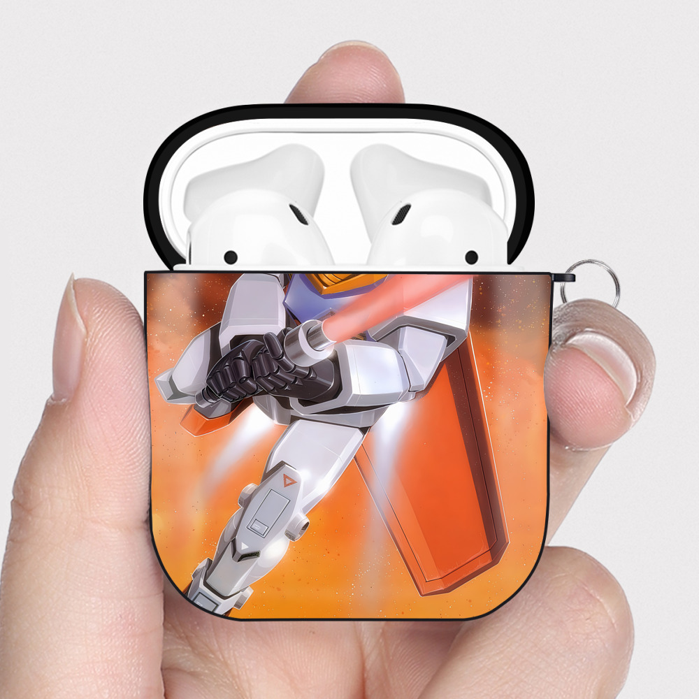 （画像用） 機動戦士ガンダム Mobile Suit Gundam AirPods 第2世代保護ケース ハードシェル ブラック 耐衝撃・防指紋・カラビナ付き