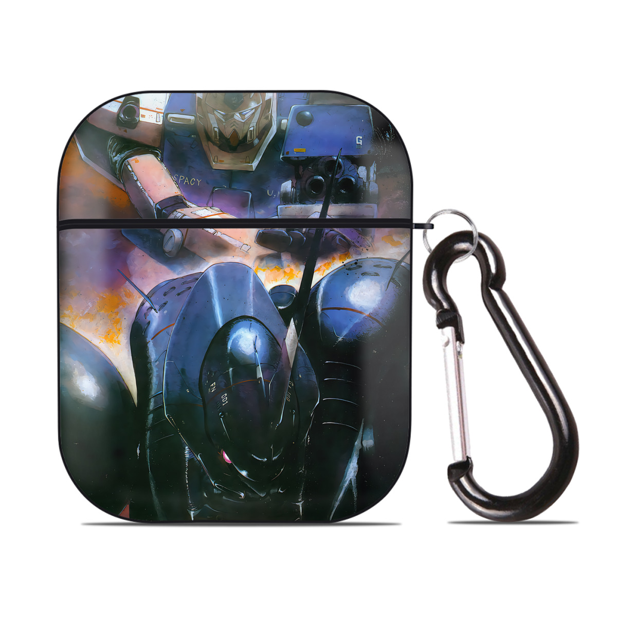 （画像用） 機動戦士ガンダム Mobile Suit Gundam AirPods 第2世代保護ケース ハードシェル ブラック 耐衝撃・防指紋・カラビナ付き