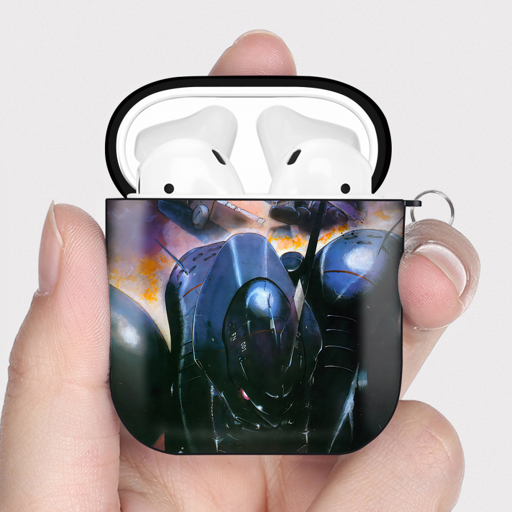 （画像用） 機動戦士ガンダム Mobile Suit Gundam AirPods 第2世代保護ケース ハードシェル ブラック 耐衝撃・防指紋・カラビナ付き