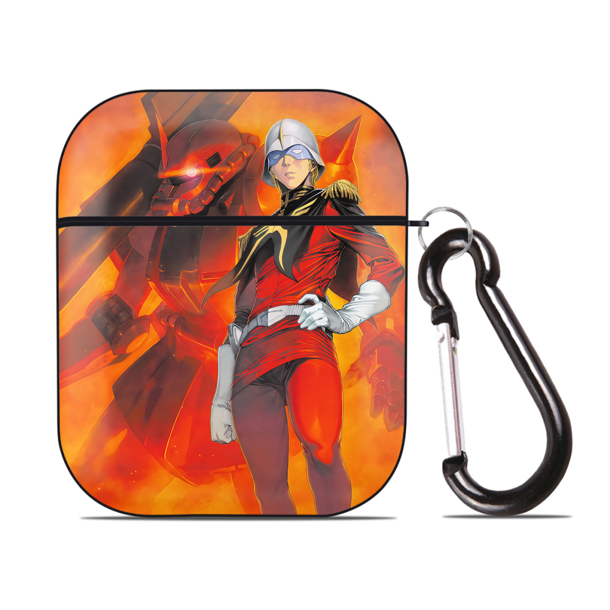 （画像用） 機動戦士ガンダム Mobile Suit Gundam AirPods 第2世代保護ケース ハードシェル ブラック 耐衝撃・防指紋・カラビナ付き