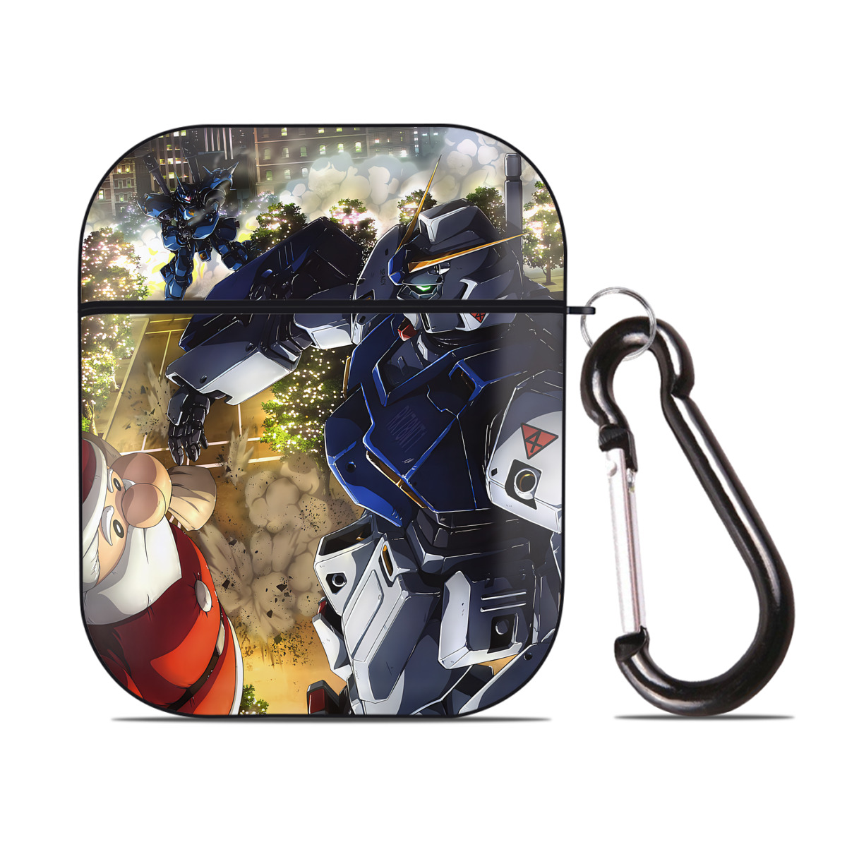 （画像用） 機動戦士ガンダム Mobile Suit Gundam AirPods 第2世代保護ケース ハードシェル ブラック 耐衝撃・防指紋・カラビナ付き