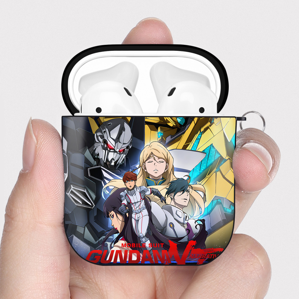 （画像用） 機動戦士ガンダム Mobile Suit Gundam AirPods 第2世代保護ケース ハードシェル ブラック 耐衝撃・防指紋・カラビナ付き