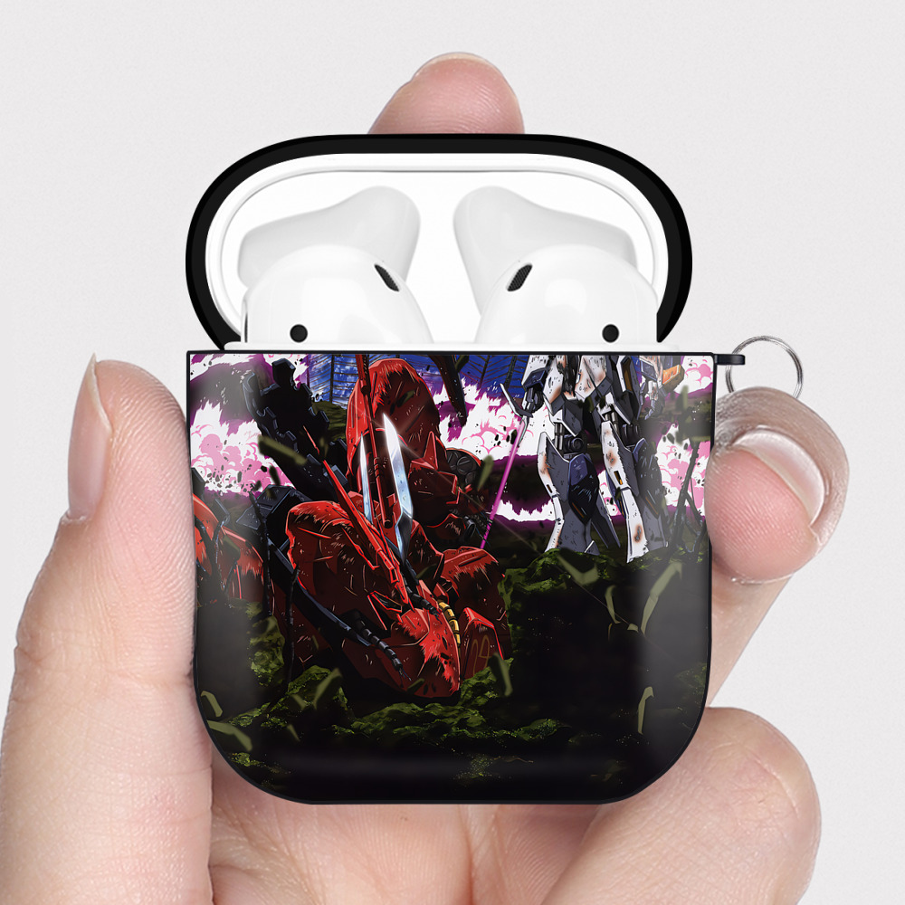 （画像用） 機動戦士ガンダム Mobile Suit Gundam AirPods 第2世代保護ケース ハードシェル ブラック 耐衝撃・防指紋・カラビナ付き