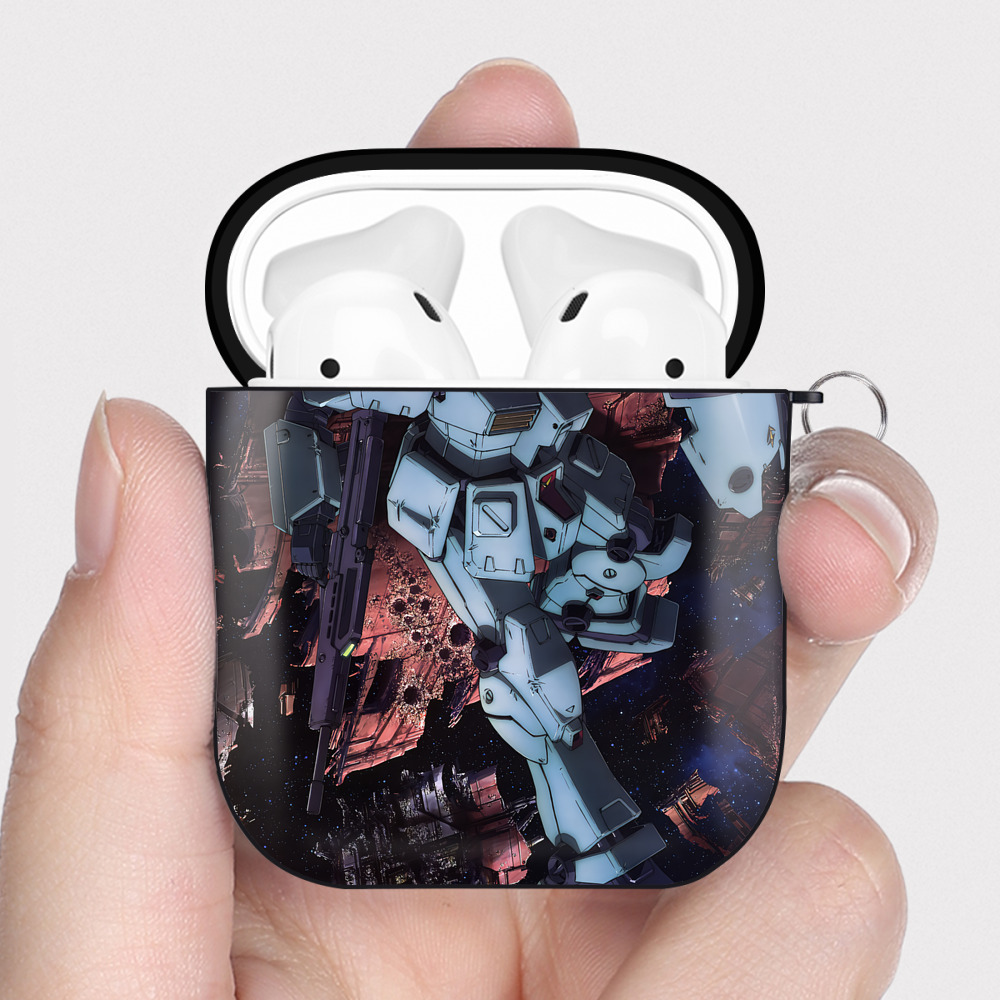 （画像用） 機動戦士ガンダム Mobile Suit Gundam AirPods 第2世代保護ケース ハードシェル ブラック 耐衝撃・防指紋・カラビナ付き