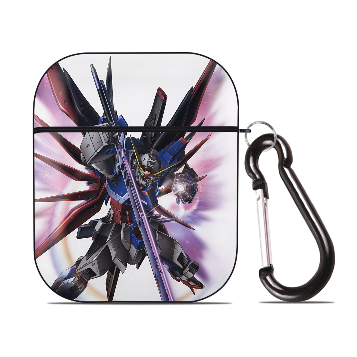 （画像用） 機動戦士ガンダム Mobile Suit Gundam AirPods 第2世代保護ケース ハードシェル ブラック 耐衝撃・防指紋・カラビナ付き