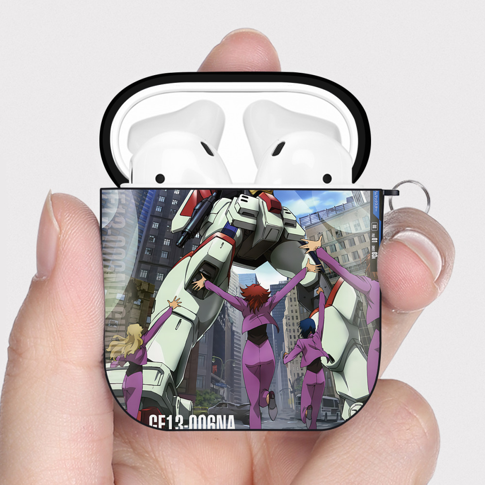 （画像用） 機動戦士ガンダム Mobile Suit Gundam AirPods 第2世代保護ケース ハードシェル ブラック 耐衝撃・防指紋・カラビナ付き