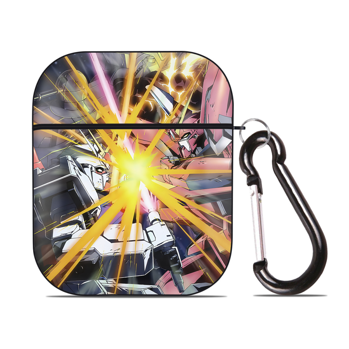 （画像用） 機動戦士ガンダム Mobile Suit Gundam AirPods 第2世代保護ケース ハードシェル ブラック 耐衝撃・防指紋・カラビナ付き