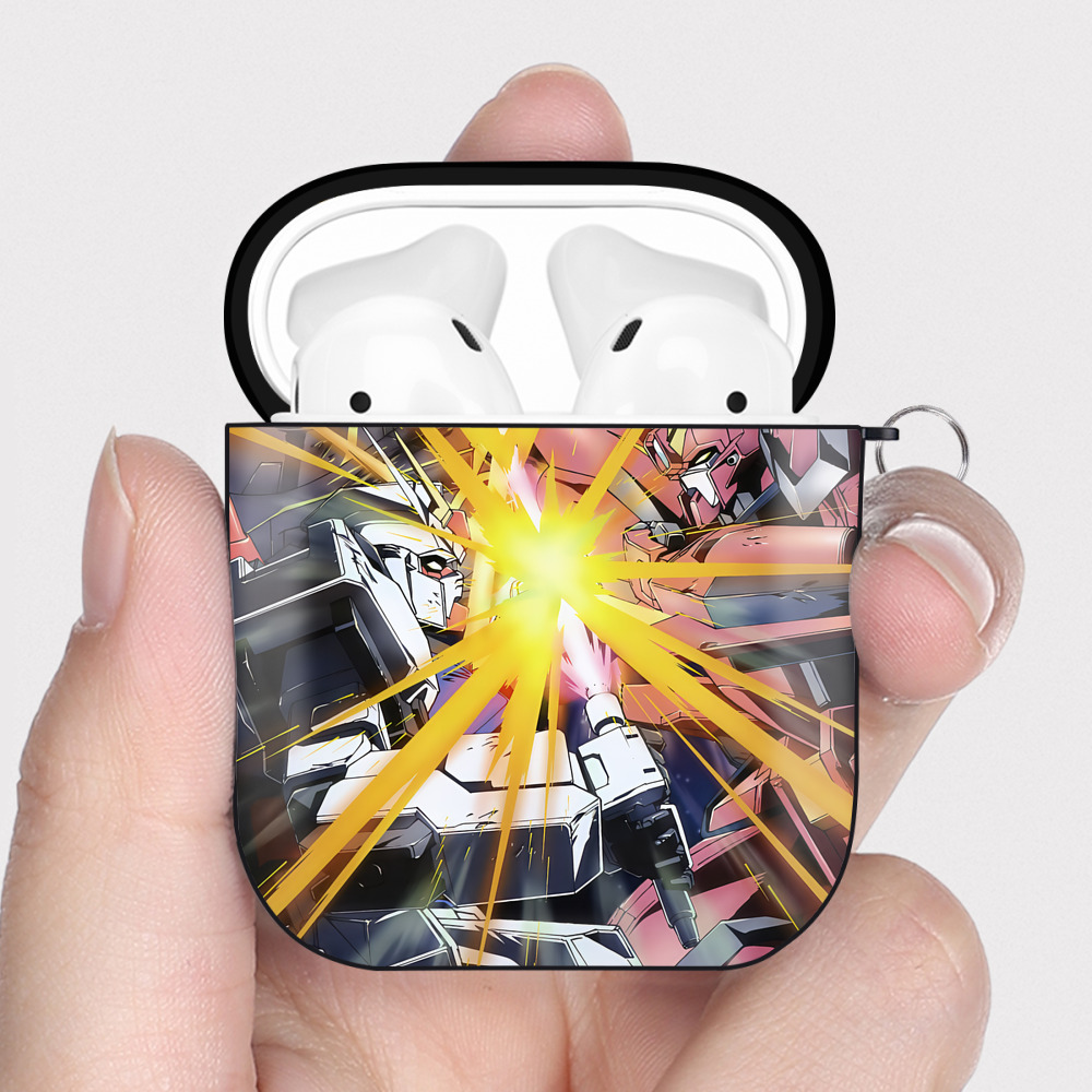 （画像用） 機動戦士ガンダム Mobile Suit Gundam AirPods 第2世代保護ケース ハードシェル ブラック 耐衝撃・防指紋・カラビナ付き