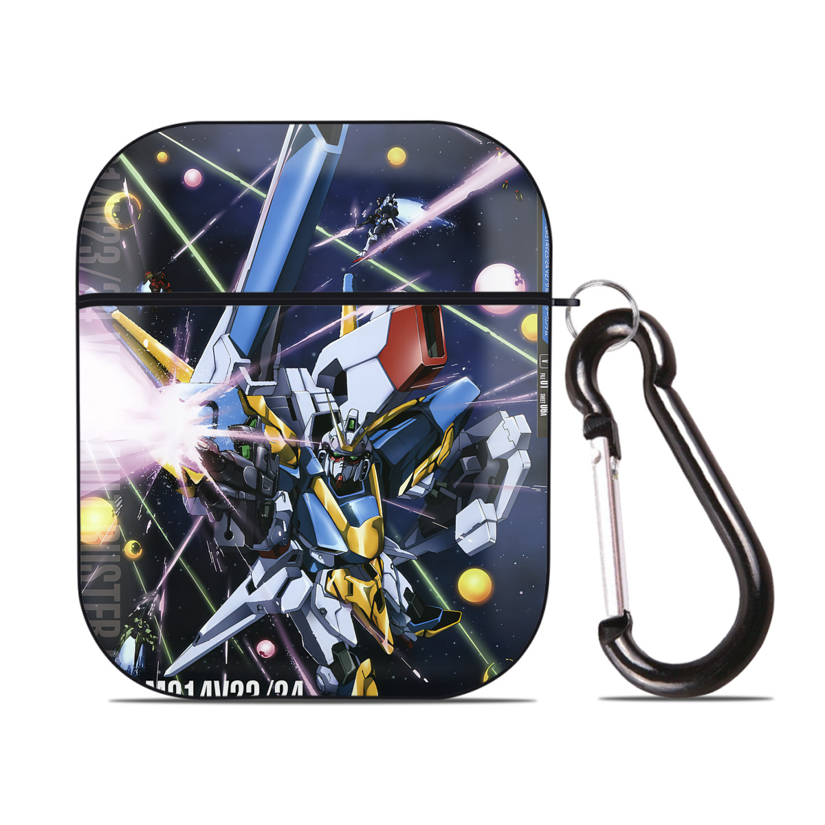 （画像用） 機動戦士ガンダム Mobile Suit Gundam AirPods 第2世代保護ケース ハードシェル ブラック 耐衝撃・防指紋・カラビナ付き