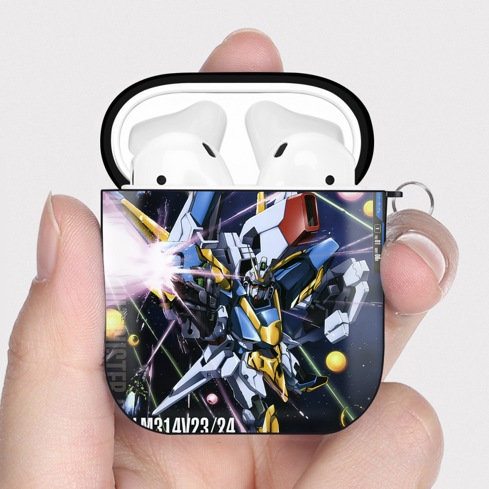 （画像用） 機動戦士ガンダム Mobile Suit Gundam AirPods 第2世代保護ケース ハードシェル ブラック 耐衝撃・防指紋・カラビナ付き
