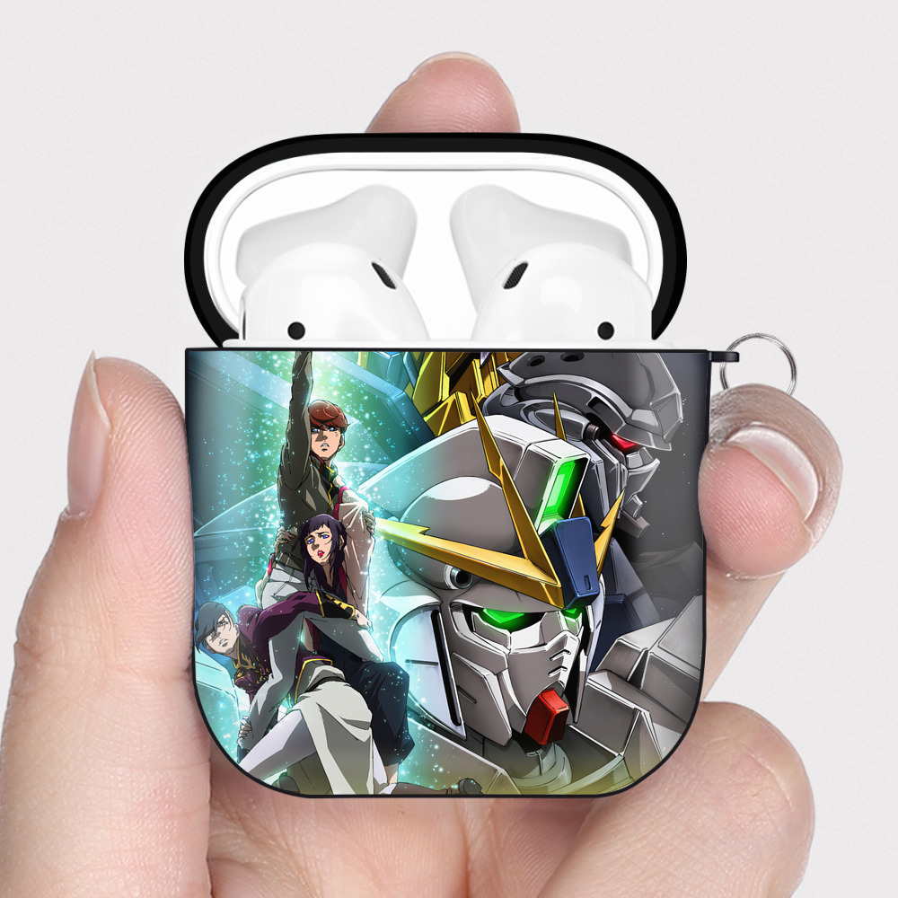 （画像用） 機動戦士ガンダム Mobile Suit Gundam AirPods 第2世代保護ケース ハードシェル ブラック 耐衝撃・防指紋・カラビナ付き