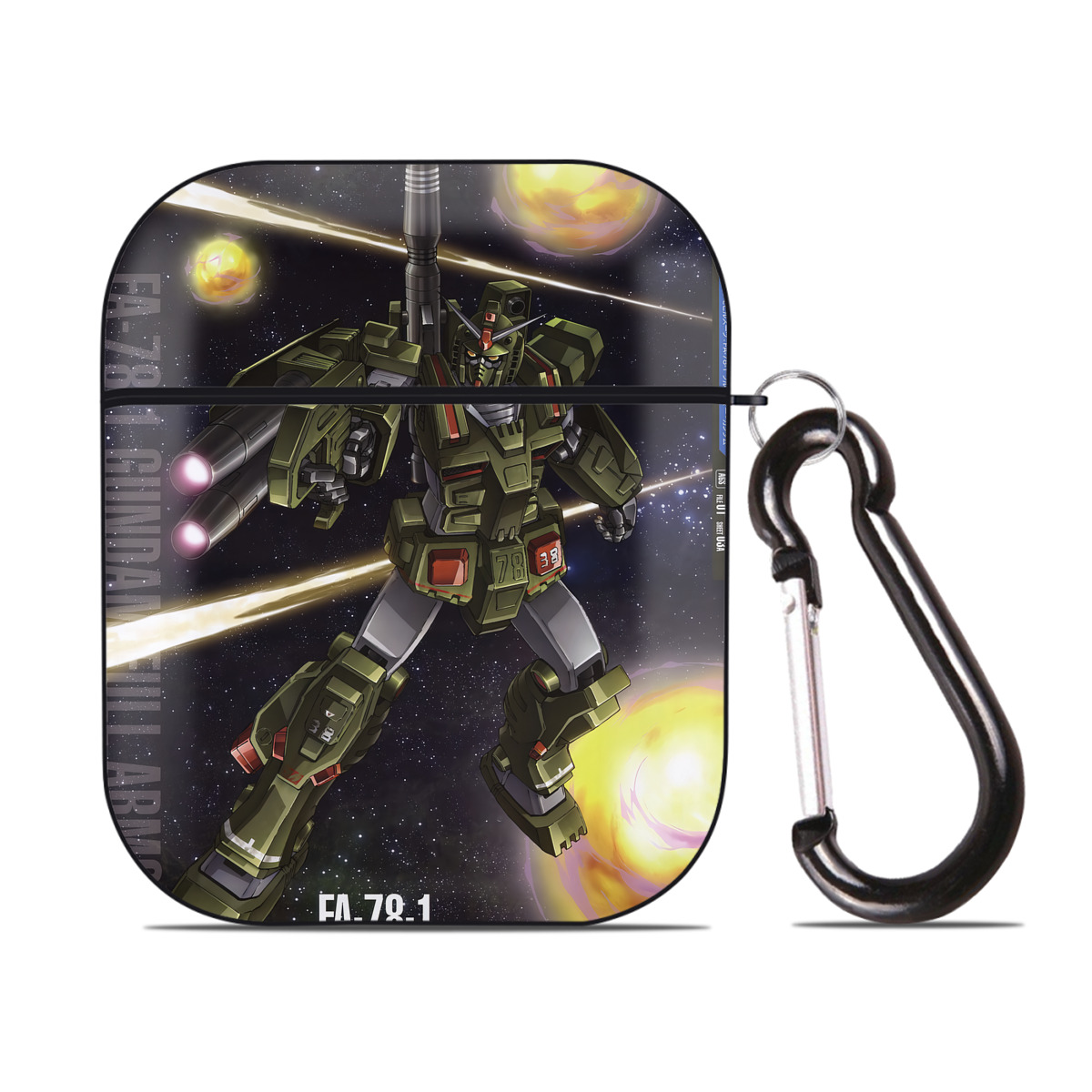 （画像用） 機動戦士ガンダム Mobile Suit Gundam AirPods 第2世代保護ケース ハードシェル ブラック 耐衝撃・防指紋・カラビナ付き