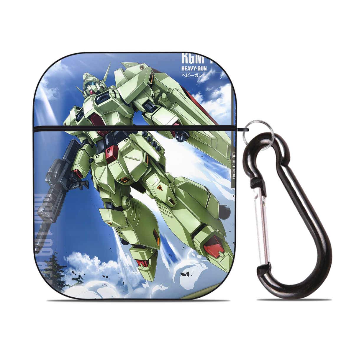 （画像用） 機動戦士ガンダム Mobile Suit Gundam AirPods 第2世代保護ケース ハードシェル ブラック 耐衝撃・防指紋・カラビナ付き