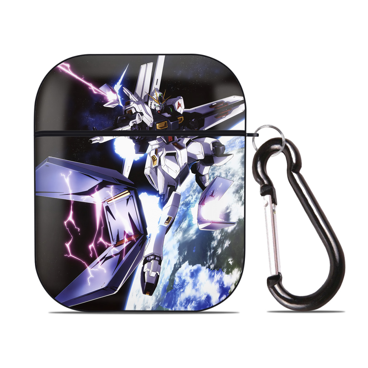 （画像用） 機動戦士ガンダム Mobile Suit Gundam AirPods 第2世代保護ケース ハードシェル ブラック 耐衝撃・防指紋・カラビナ付き