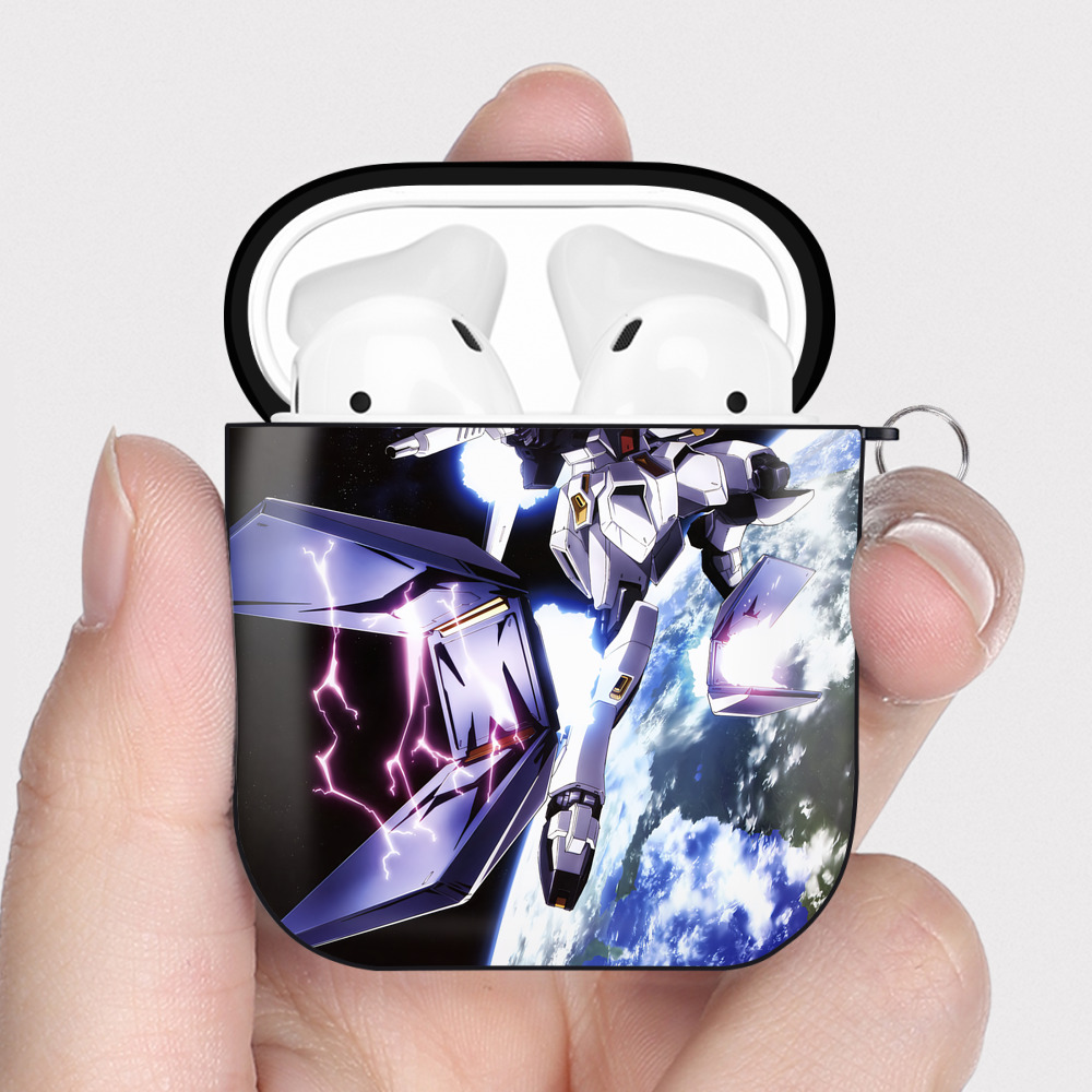（画像用） 機動戦士ガンダム Mobile Suit Gundam AirPods 第2世代保護ケース ハードシェル ブラック 耐衝撃・防指紋・カラビナ付き