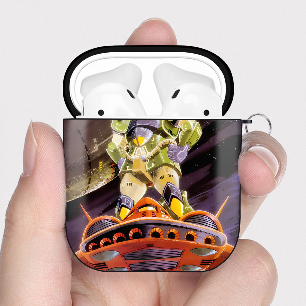 （画像用） 機動戦士ガンダム Mobile Suit Gundam AirPods 第2世代保護ケース ハードシェル ブラック 耐衝撃・防指紋・カラビナ付き