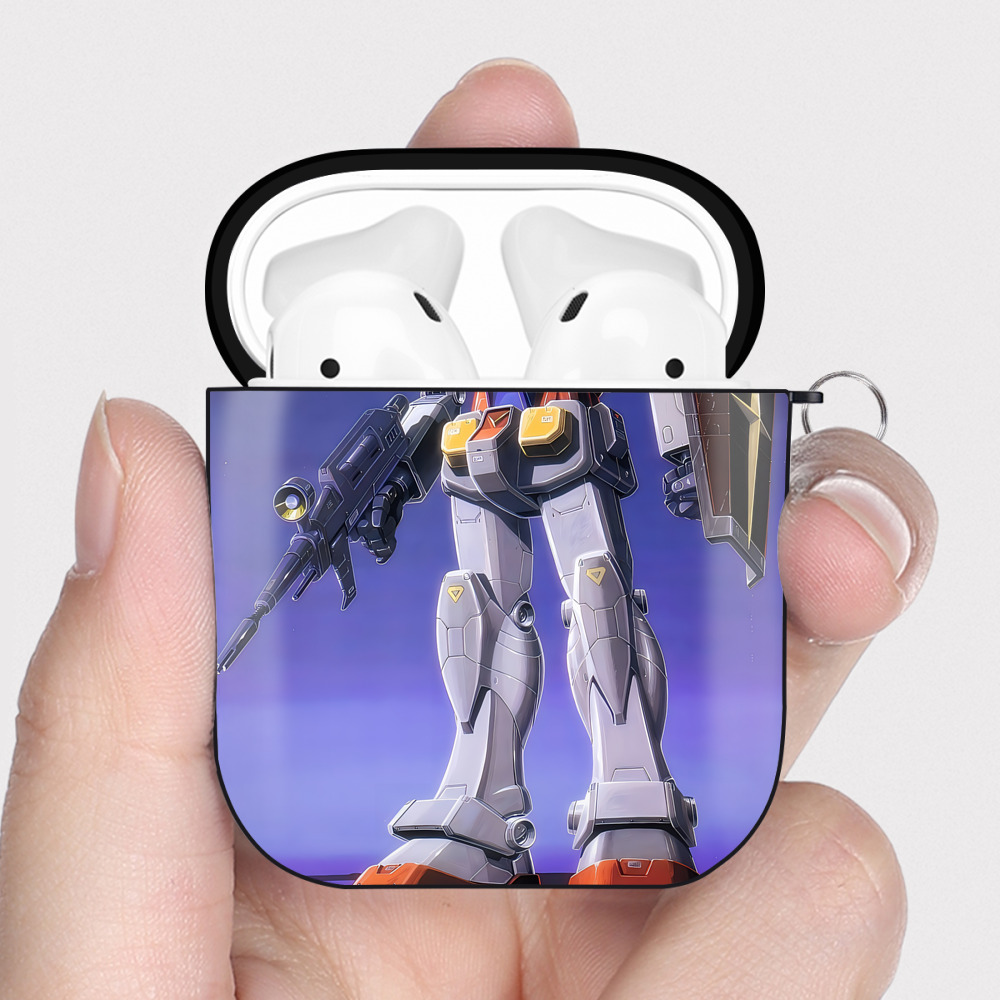 （画像用） 機動戦士ガンダム Mobile Suit Gundam AirPods 第2世代保護ケース ハードシェル ブラック 耐衝撃・防指紋・カラビナ付き