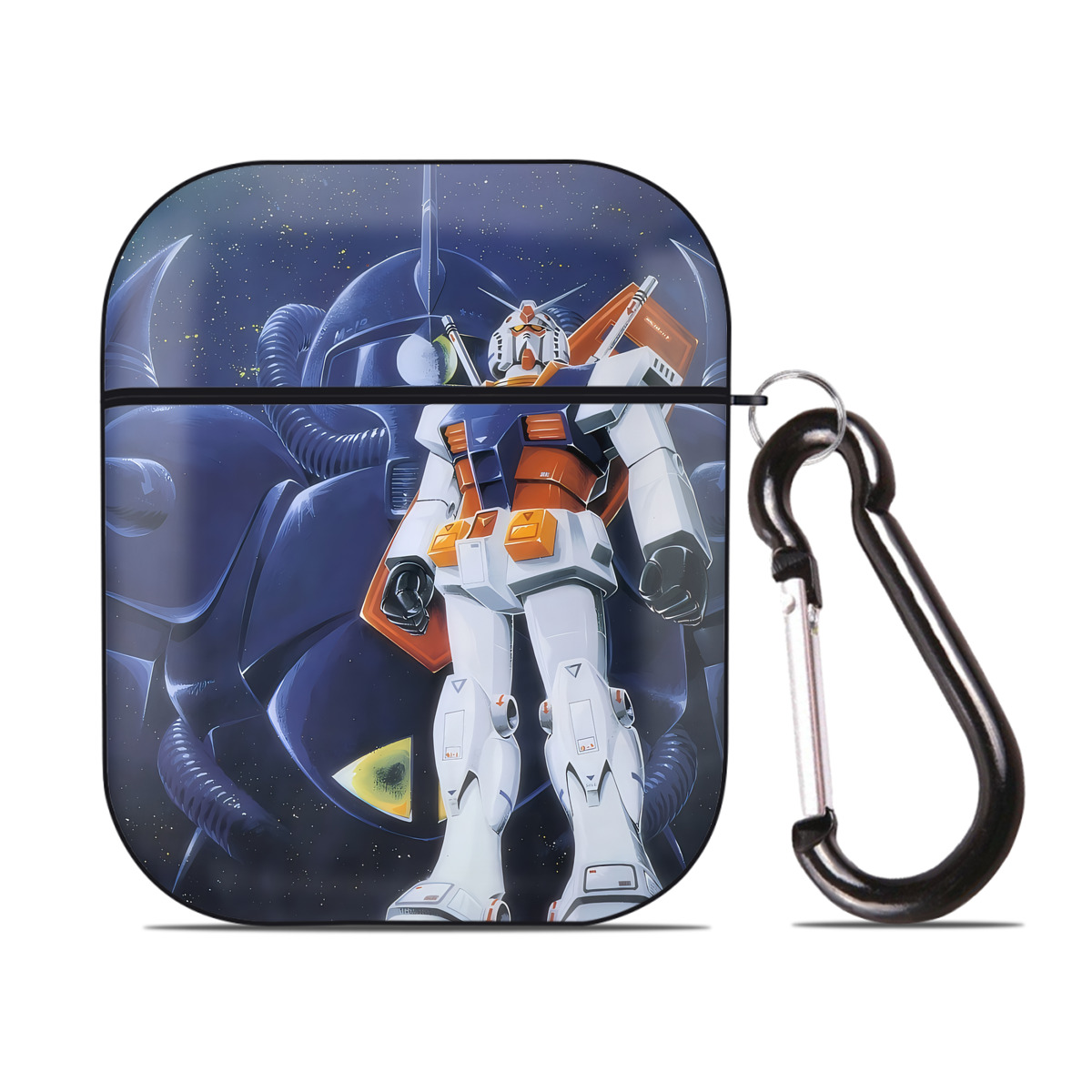 （画像用） 機動戦士ガンダム Mobile Suit Gundam AirPods 第2世代保護ケース ハードシェル ブラック 耐衝撃・防指紋・カラビナ付き