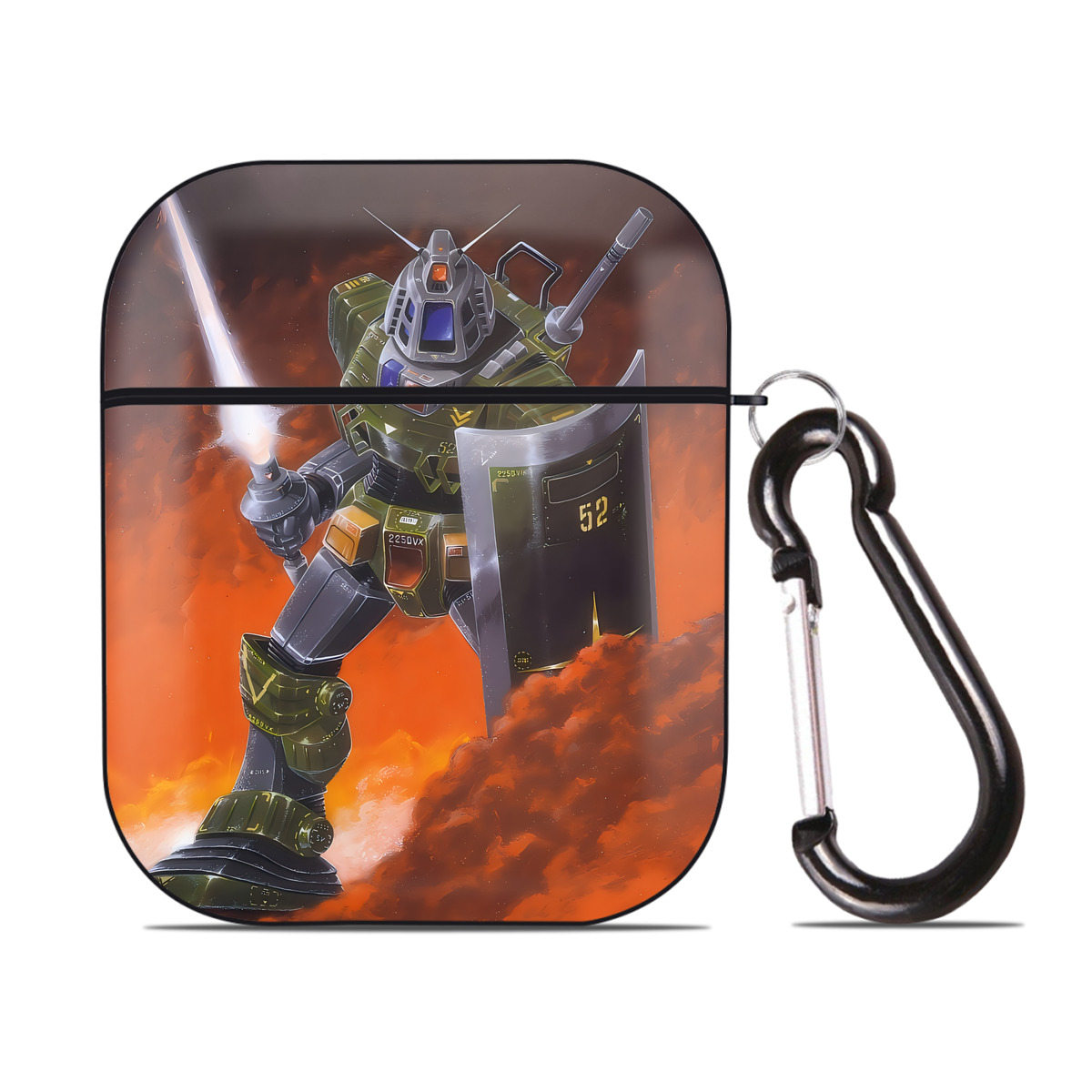 （画像用） 機動戦士ガンダム Mobile Suit Gundam AirPods 第2世代保護ケース ハードシェル ブラック 耐衝撃・防指紋・カラビナ付き