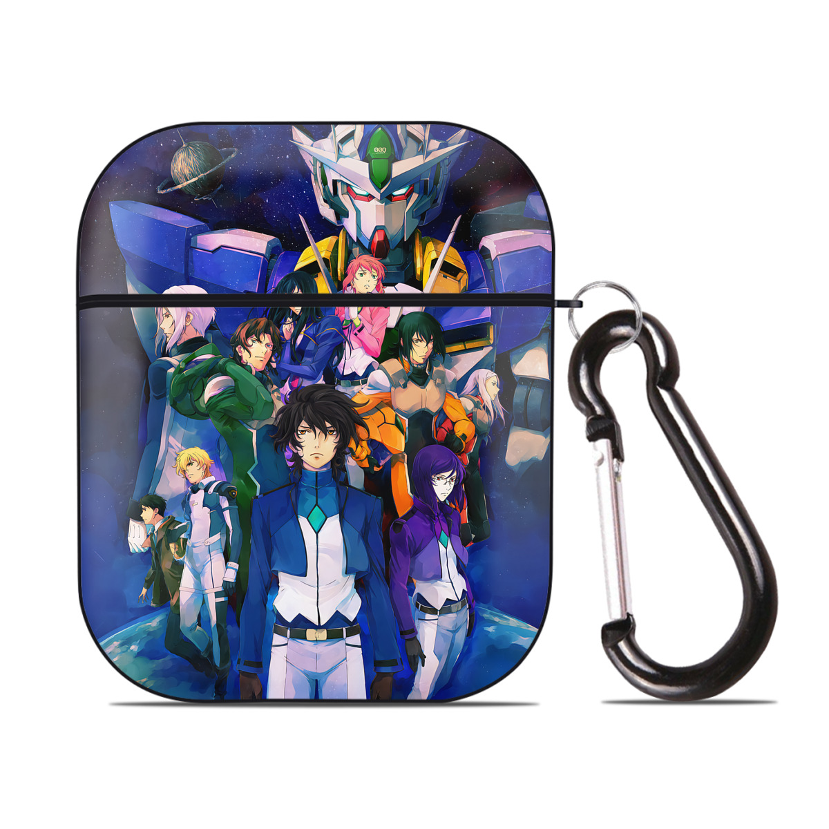 （画像用） 機動戦士ガンダム Mobile Suit Gundam AirPods 第2世代保護ケース ハードシェル ブラック 耐衝撃・防指紋・カラビナ付き