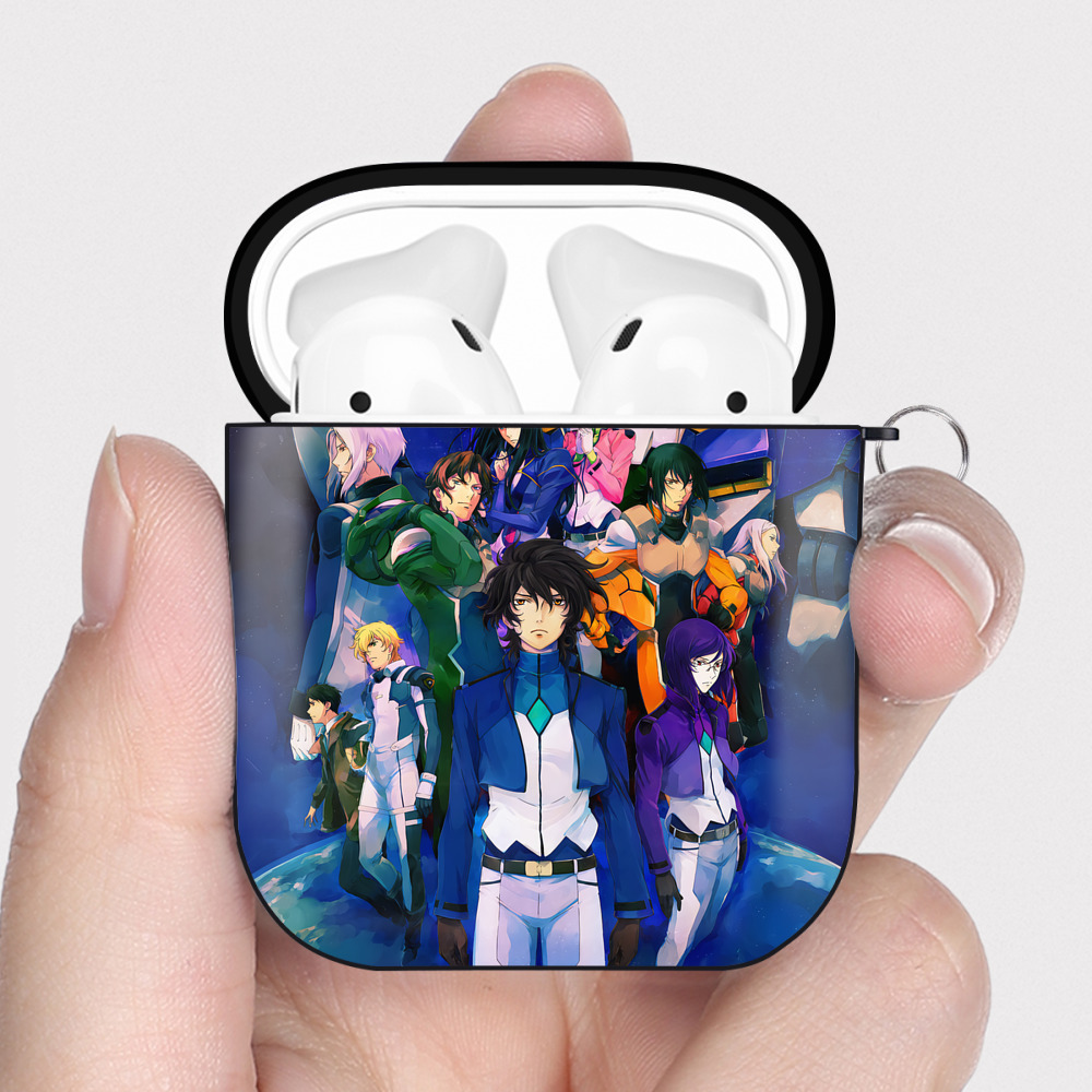 （画像用） 機動戦士ガンダム Mobile Suit Gundam AirPods 第2世代保護ケース ハードシェル ブラック 耐衝撃・防指紋・カラビナ付き
