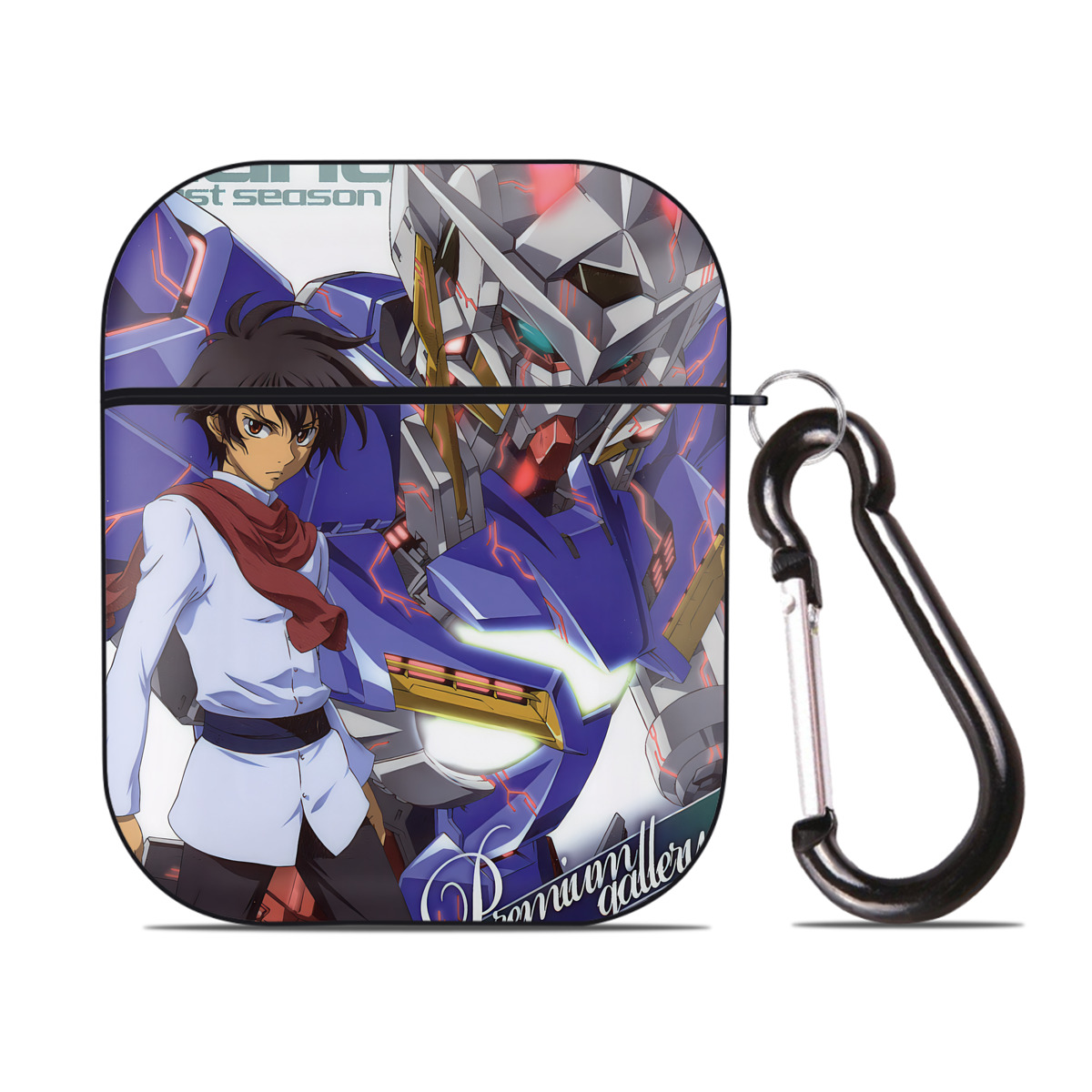 （画像用） 機動戦士ガンダム Mobile Suit Gundam AirPods 第2世代保護ケース ハードシェル ブラック 耐衝撃・防指紋・カラビナ付き