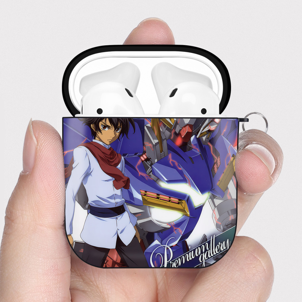 （画像用） 機動戦士ガンダム Mobile Suit Gundam AirPods 第2世代保護ケース ハードシェル ブラック 耐衝撃・防指紋・カラビナ付き