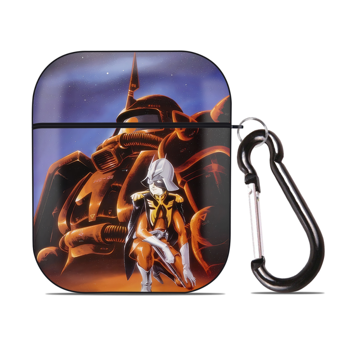 （画像用） 機動戦士ガンダム Mobile Suit Gundam AirPods 第2世代保護ケース ハードシェル ブラック 耐衝撃・防指紋・カラビナ付き
