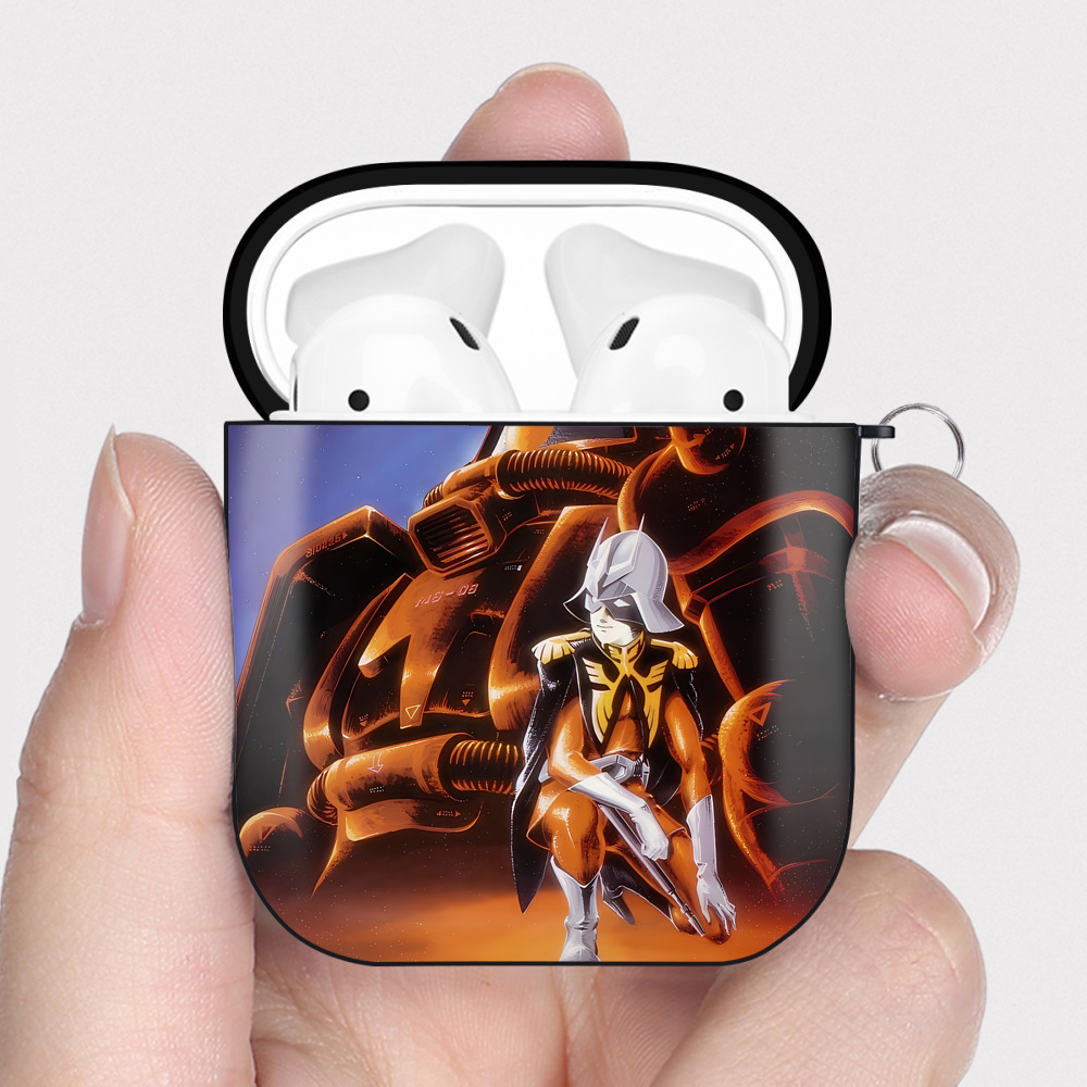 （画像用） 機動戦士ガンダム Mobile Suit Gundam AirPods 第2世代保護ケース ハードシェル ブラック 耐衝撃・防指紋・カラビナ付き