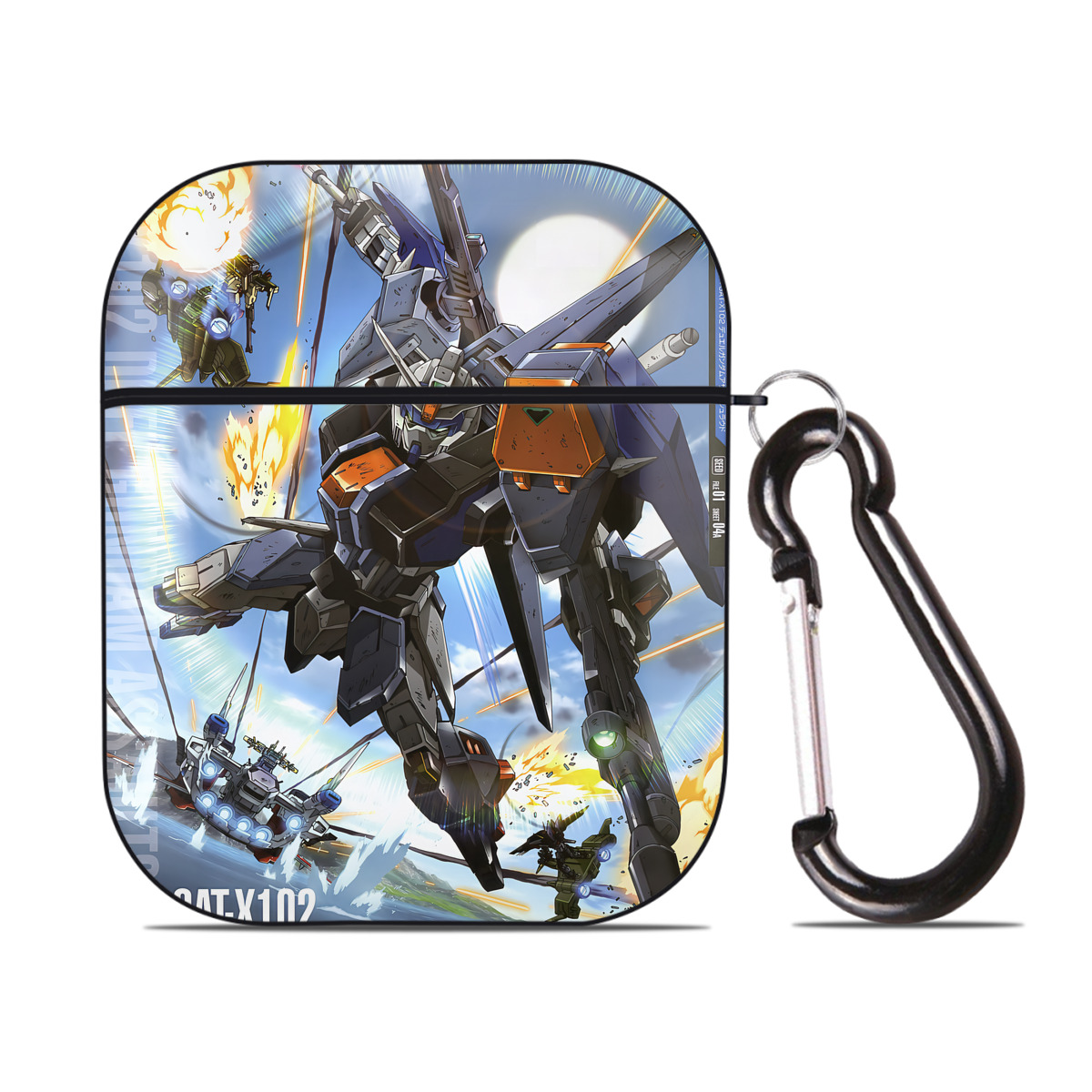 （画像用） 機動戦士ガンダム Mobile Suit Gundam AirPods 第2世代保護ケース ハードシェル ブラック 耐衝撃・防指紋・カラビナ付き