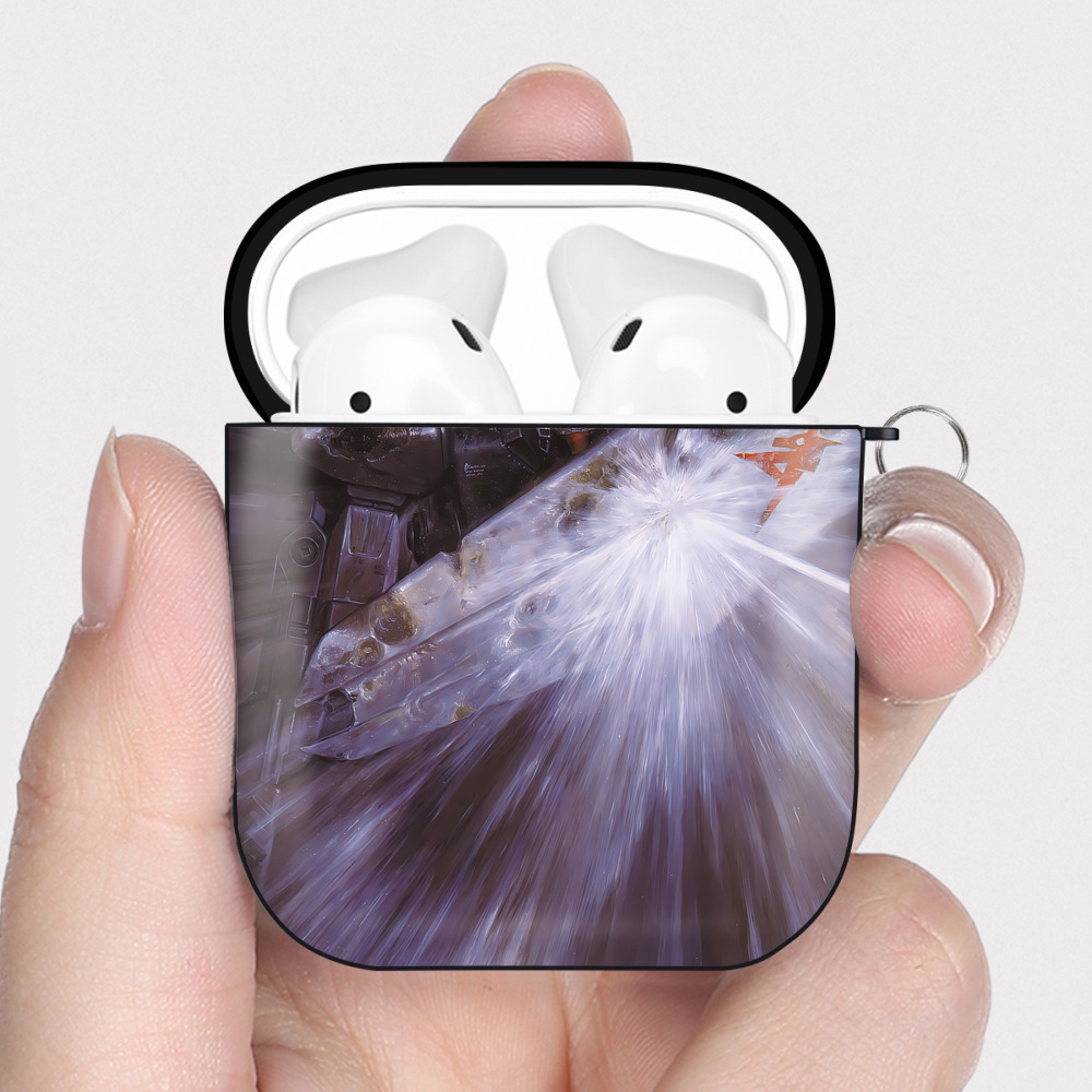 （画像用） 機動戦士ガンダム Mobile Suit Gundam AirPods 第2世代保護ケース ハードシェル ブラック 耐衝撃・防指紋・カラビナ付き