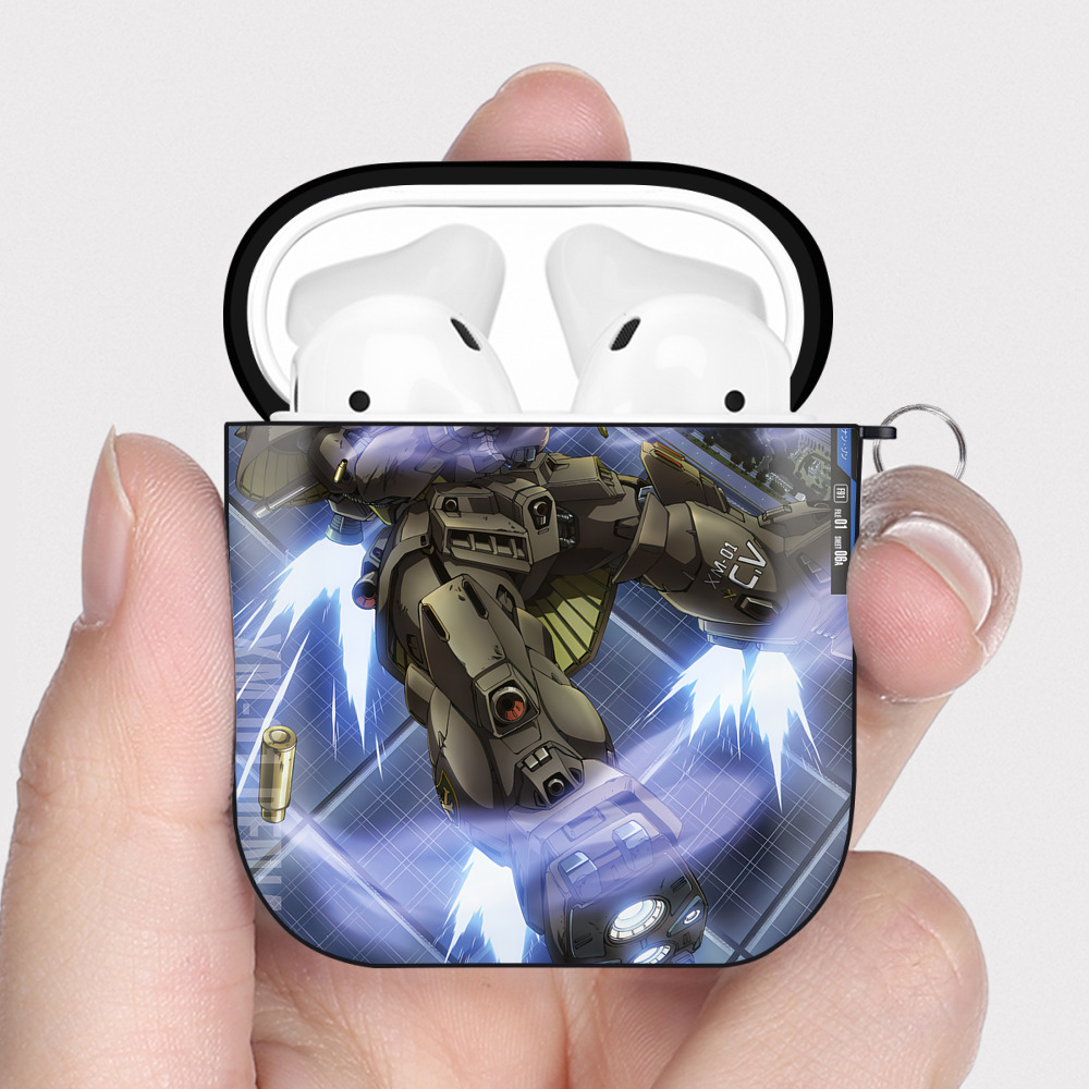 （画像用） 機動戦士ガンダム Mobile Suit Gundam AirPods 第2世代保護ケース ハードシェル ブラック 耐衝撃・防指紋・カラビナ付き