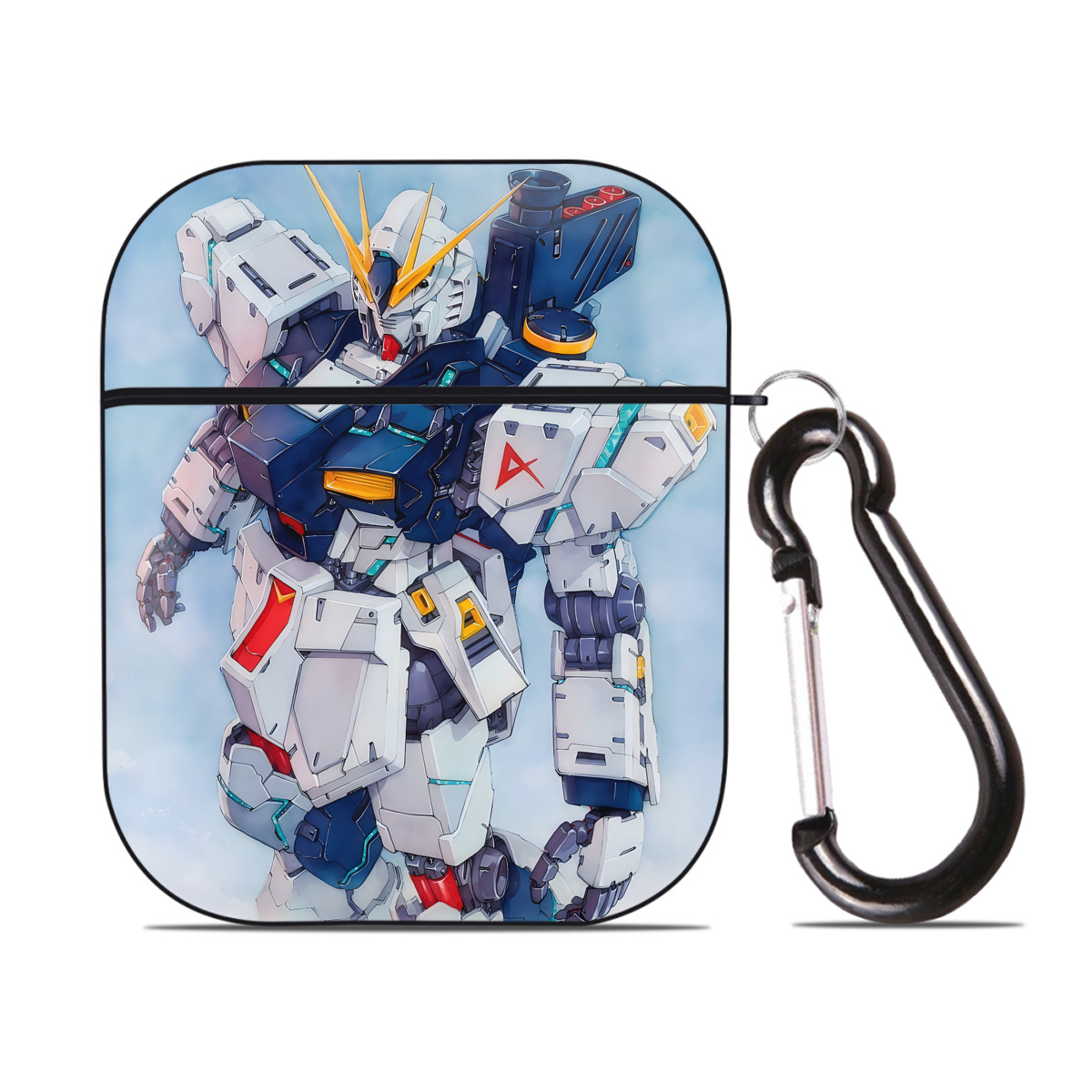 （画像用） 機動戦士ガンダム Mobile Suit Gundam AirPods 第2世代保護ケース ハードシェル ブラック 耐衝撃・防指紋・カラビナ付き