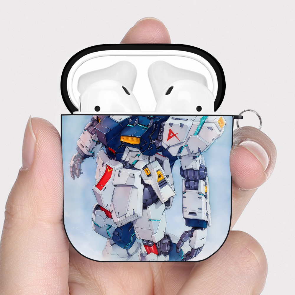 （画像用） 機動戦士ガンダム Mobile Suit Gundam AirPods 第2世代保護ケース ハードシェル ブラック 耐衝撃・防指紋・カラビナ付き