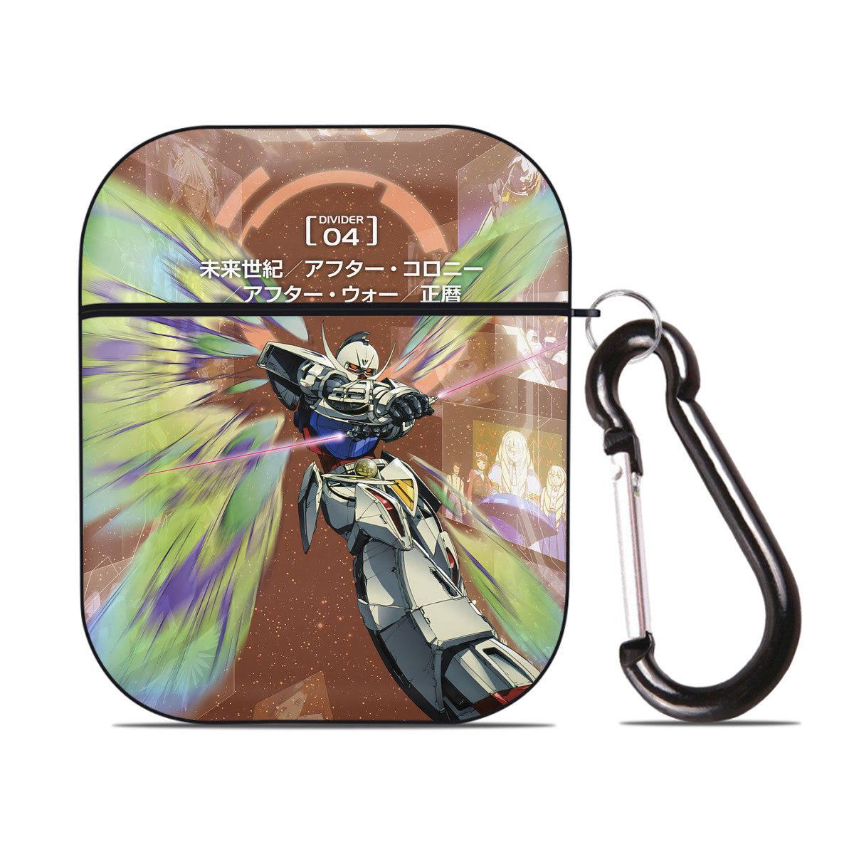 （画像用） 機動戦士ガンダム Mobile Suit Gundam AirPods 第2世代保護ケース ハードシェル ブラック 耐衝撃・防指紋・カラビナ付き