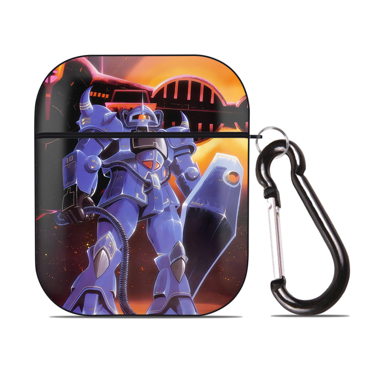 （画像用） 機動戦士ガンダム Mobile Suit Gundam AirPods 第2世代保護ケース ハードシェル ブラック 耐衝撃・防指紋・カラビナ付き