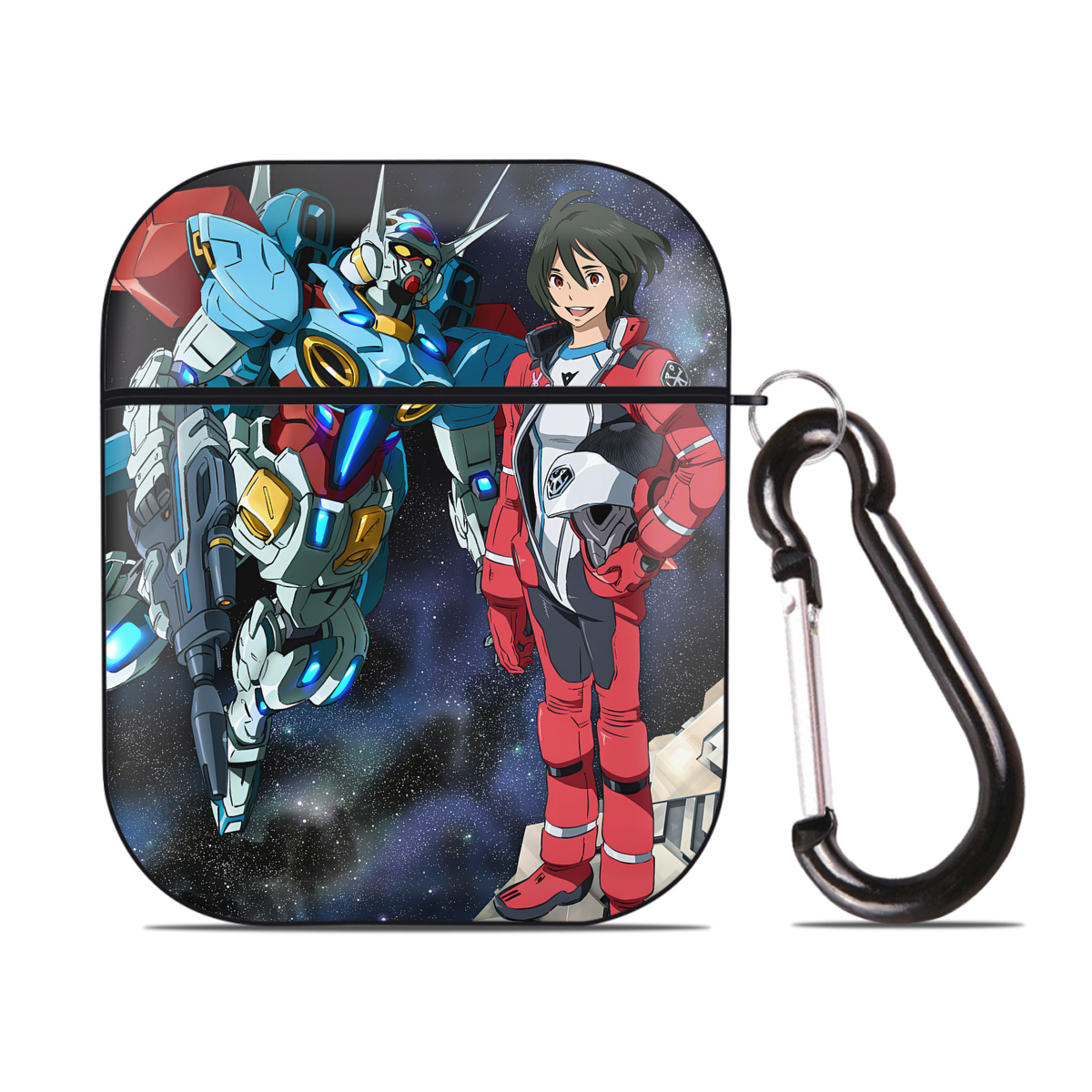 （画像用） 機動戦士ガンダム Mobile Suit Gundam AirPods 第2世代保護ケース ハードシェル ブラック 耐衝撃・防指紋・カラビナ付き