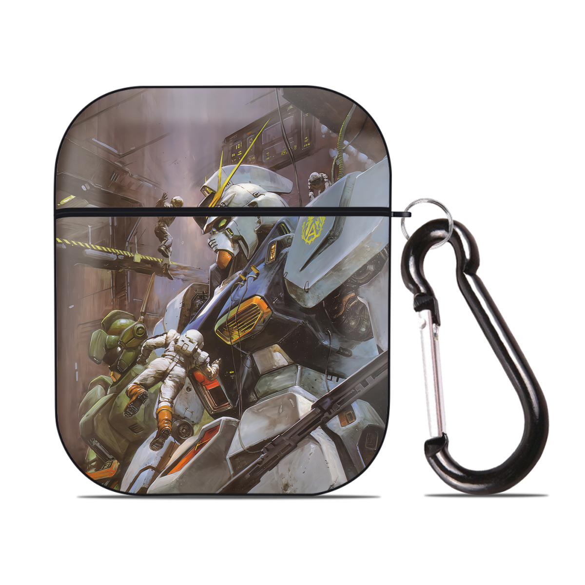 （画像用） 機動戦士ガンダム Mobile Suit Gundam AirPods 第2世代保護ケース ハードシェル ブラック 耐衝撃・防指紋・カラビナ付き