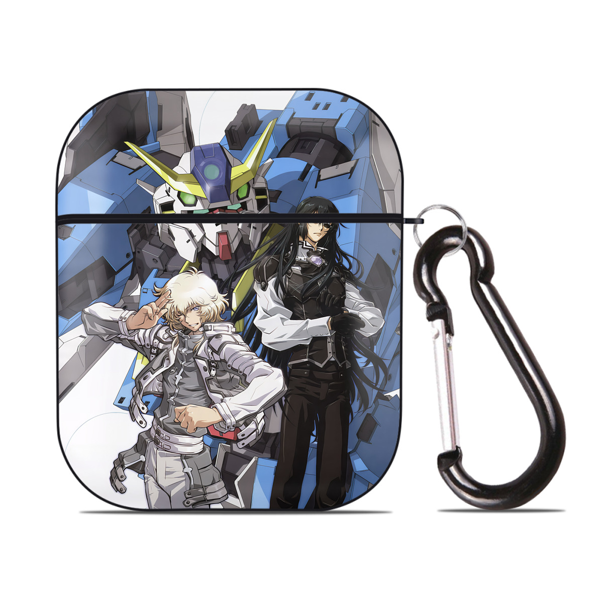 （画像用） 機動戦士ガンダム Mobile Suit Gundam AirPods 第2世代保護ケース ハードシェル ブラック 耐衝撃・防指紋・カラビナ付き