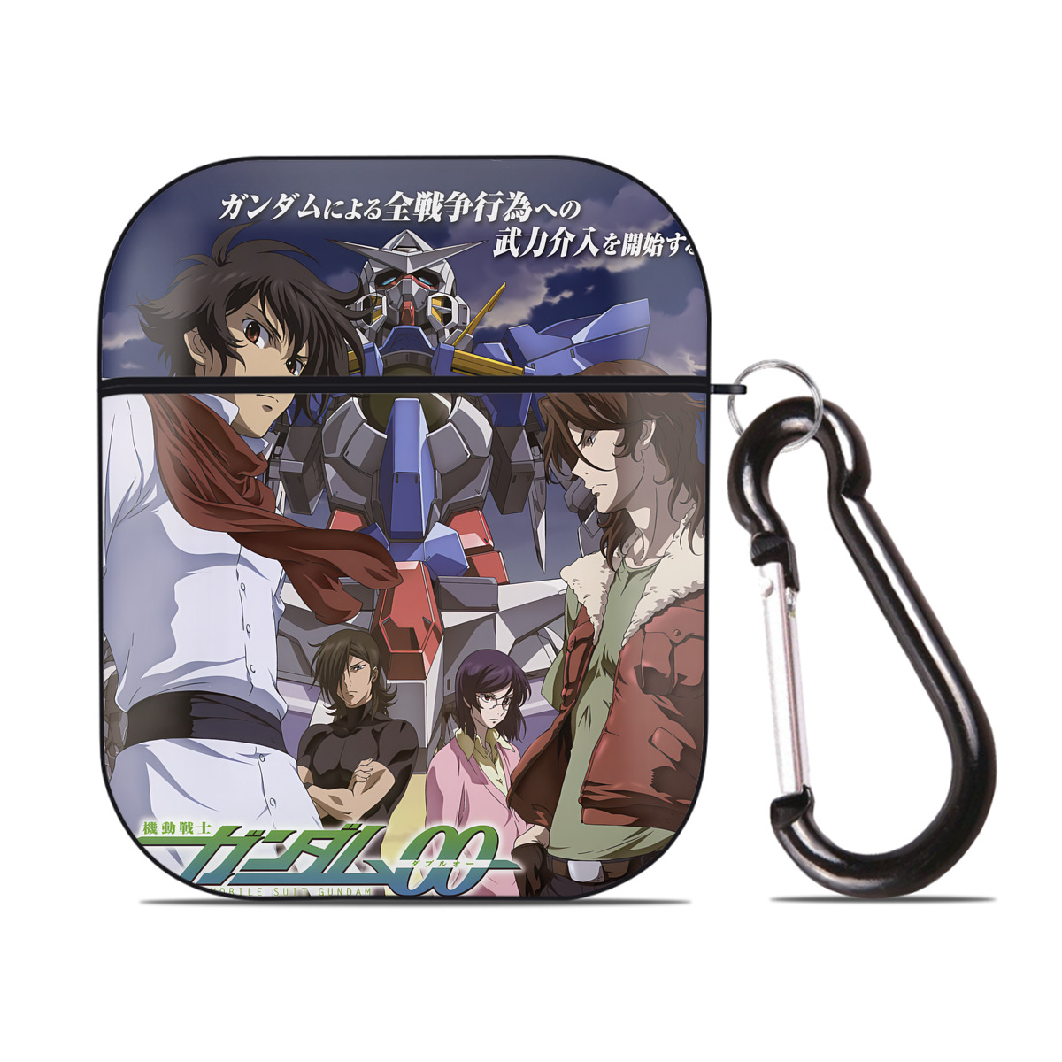 （画像用） 機動戦士ガンダム Mobile Suit Gundam AirPods 第2世代保護ケース ハードシェル ブラック 耐衝撃・防指紋・カラビナ付き