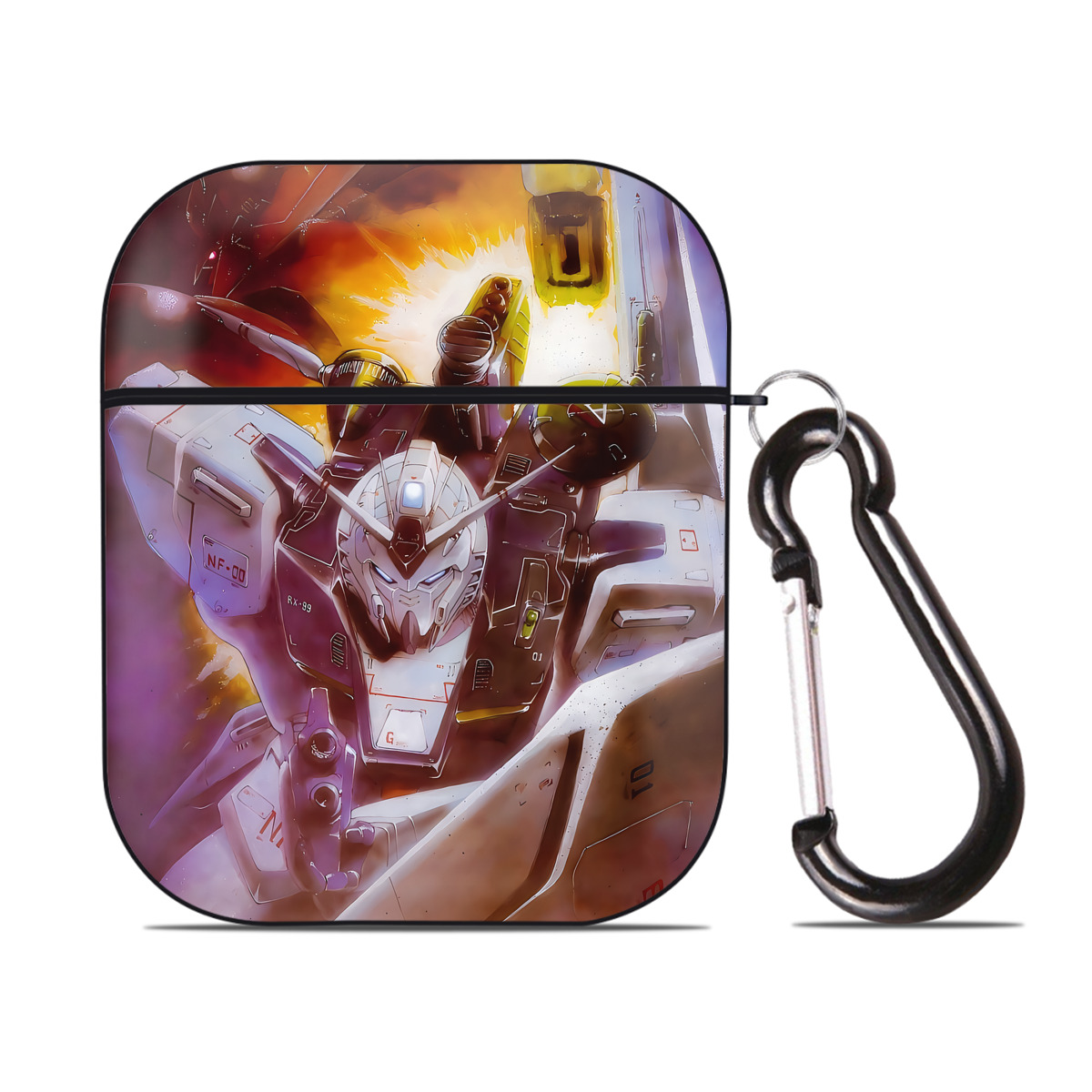 （画像用） 機動戦士ガンダム Mobile Suit Gundam AirPods 第2世代保護ケース ハードシェル ブラック 耐衝撃・防指紋・カラビナ付き