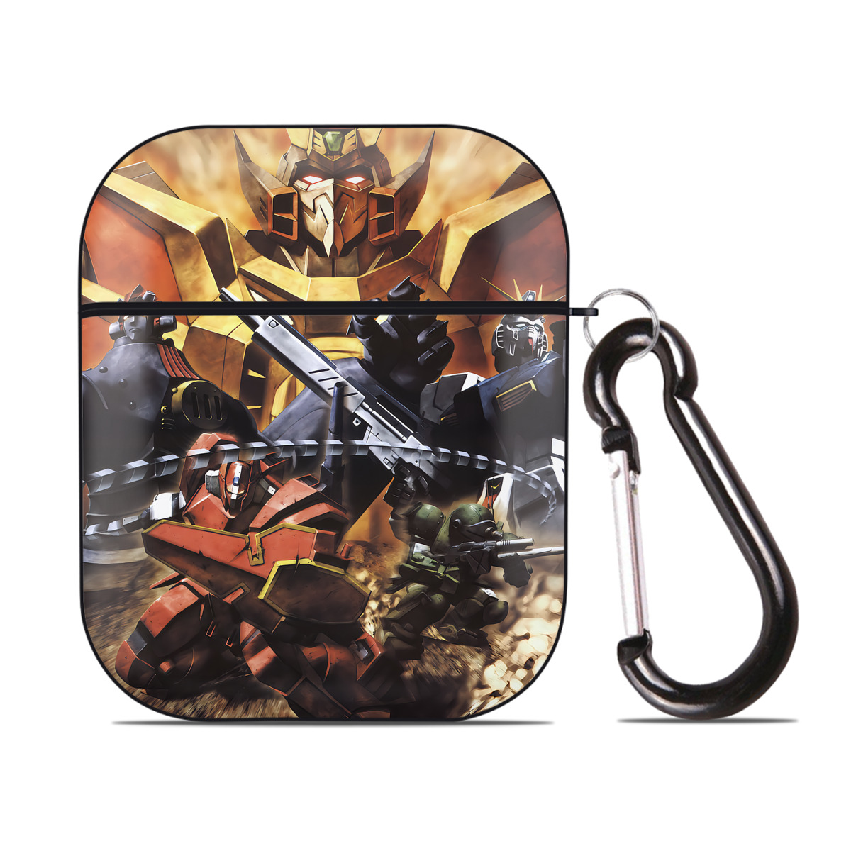 （画像用） 機動戦士ガンダム Mobile Suit Gundam AirPods 第2世代保護ケース ハードシェル ブラック 耐衝撃・防指紋・カラビナ付き