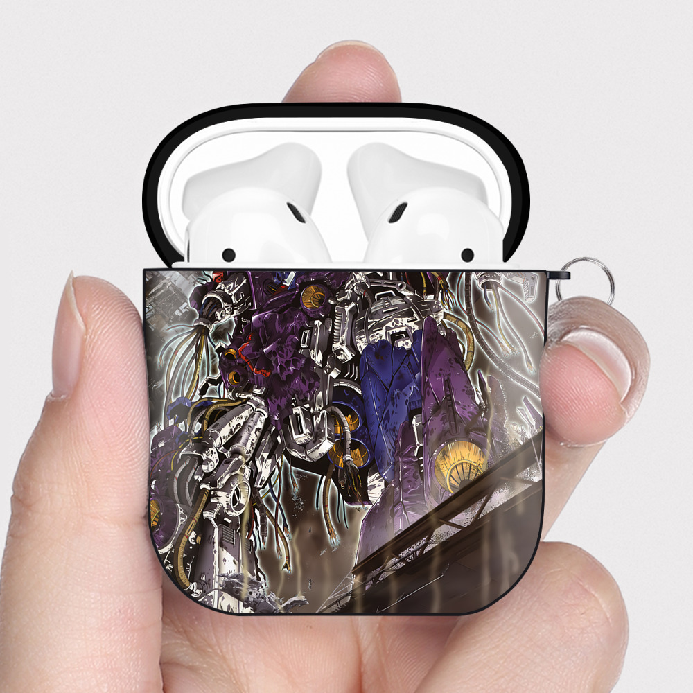 （画像用） 機動戦士ガンダム Mobile Suit Gundam AirPods 第2世代保護ケース ハードシェル ブラック 耐衝撃・防指紋・カラビナ付き