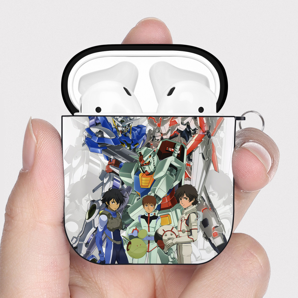 （画像用） 機動戦士ガンダム Mobile Suit Gundam AirPods 第2世代保護ケース ハードシェル ブラック 耐衝撃・防指紋・カラビナ付き