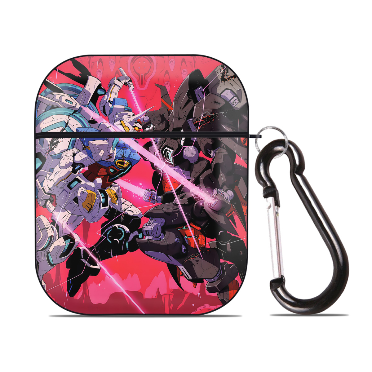 （画像用） 機動戦士ガンダム Mobile Suit Gundam AirPods 第2世代保護ケース ハードシェル ブラック 耐衝撃・防指紋・カラビナ付き
