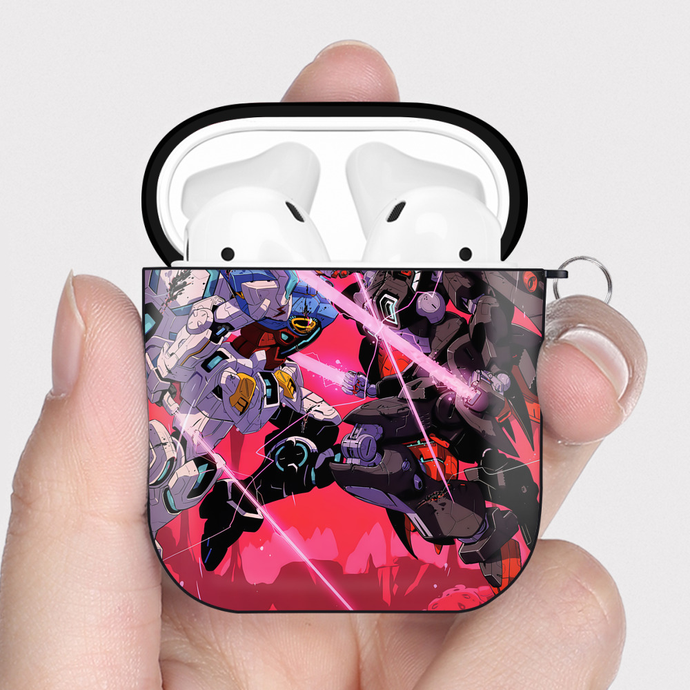 （画像用） 機動戦士ガンダム Mobile Suit Gundam AirPods 第2世代保護ケース ハードシェル ブラック 耐衝撃・防指紋・カラビナ付き