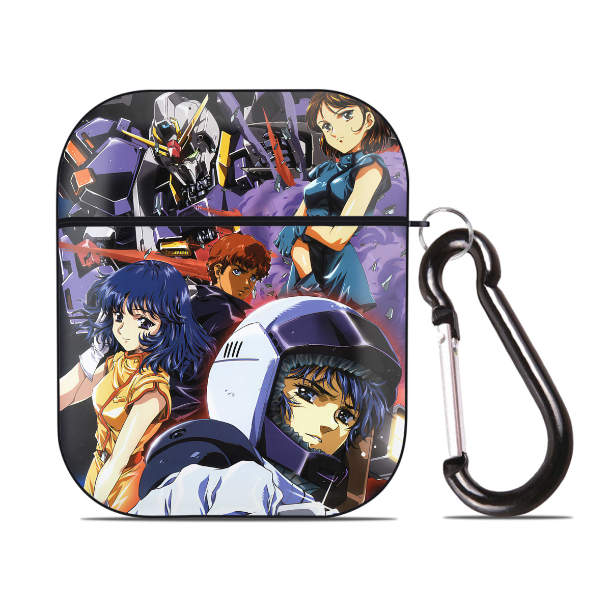 （画像用） 機動戦士ガンダム Mobile Suit Gundam AirPods 第2世代保護ケース ハードシェル ブラック 耐衝撃・防指紋・カラビナ付き